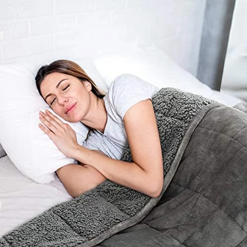 Sherpa Weighted Blanket 15 Lbs,Drewin Moroccan Print Flannel Fleece Soft Weighted Blanket For Adult (130lbs-180lbs),Fuzzy Plush Heavy Throw Blanket For Warm Winter Gifts,Grey 60x80 Inches 10 Sherpa Weighted Blanket 15 Lbs,Drewin Moroccan Print Flannel Fleece Soft Weighted Blanket For Adult (130lbs-180lbs),Fuzzy Plush Heavy Throw Blanket For Warm Winter Gifts,Grey 60x80 Inches - Image 8