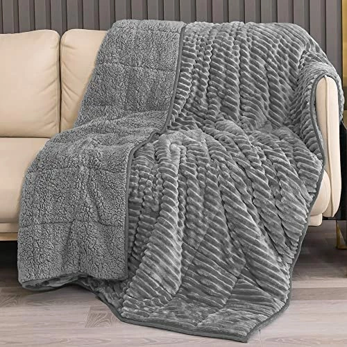 Topblan Weighted Blanket - Soft Sherpa Weighted Blanket 15 Pounds For Men & Women, Super Warm Heavy Fleece Weighted Blanket 48" X 72" , Grey 17 Topblan Weighted Blanket - Soft Sherpa Weighted Blanket 15 Pounds For Men & Women, Super Warm Heavy Fleece Weighted Blanket 48" X 72" , Grey - Image 15