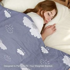 MAXIJIN 100% Breathable Cotton Duvet Cover For Weighted Blanket 60"x80" Pattern Printed Removable Heavy Blanket Cover (Printed Clouds) -Electric Blankets Sales Store 5122uSbcjuL