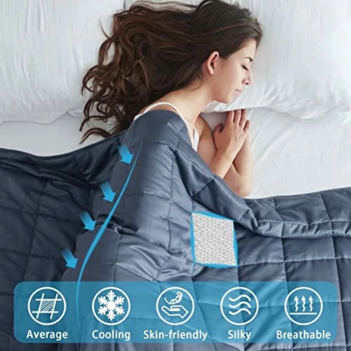 Yescool Cooling Weighted Blankets, Soft Heavy Blankets For Adults And Teens Sleeping, Cool Breathable Blanket For All Season With Premium Glass Bead, Washable, Grey (Grey, 60x80-20lbs) 4 Yescool Cooling Weighted Blankets, Soft Heavy Blankets For Adults And Teens Sleeping, Cool Breathable Blanket For All Season With Premium Glass Bead, Washable, Grey (Grey, 60x80-20lbs) - Image 2
