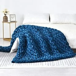 Alzoear Handmade Chunky Knitted Weighted Blanket Velvet Knit Throw For Sleep,No Filler,Evenly Weighted,Soft Cozy(Beige,51"x63"-13.5lbs) -Electric Blankets Sales Store 512zn2wn6qL. AC