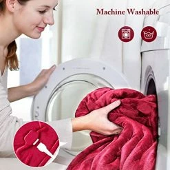 N A Electric Blanket Heated Throw With 4 Heating Levels & 3 Hours Auto Off, Double-Sided Soft Flannel Blanket 50'' X 60'' With Fast Heating & Machine Washable, Home Office Use, Red -Electric Blankets Sales Store 5130LWNEZTL