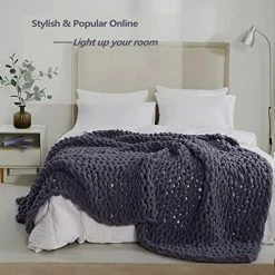 Convetu Chunky Knit Blanket Chenille Handwoven, Chunky Washable Knitting Blanket Chunky Knit Blanket Throw, Chunky Knitted Blanket Chunky Throw Blanket Chunky Blanket Kit (Grey, 40"x40") -Electric Blankets Sales Store 51351u7wS1L