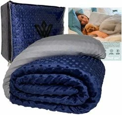WEIGHTED EVOLUTION Weighted Blanket King Size 25 Pounds- With Removable Bamboo Minky Fleece Duvet Cover - 80x87- 100% Oeko TEX- Queen/King Size- Heavy Blanket For Adults- Gray Navy Blue Minky/grey Bamboo -Electric Blankets Sales Store 5137DfZCBvL. AC