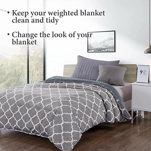 Royhom Duvet Cover For Weighted Blankets 60 X 80 Inches - Removable Weighted Blanket Cover - Soft Minky Dot, Printed Gray 4 Royhom Duvet Cover For Weighted Blankets 60 X 80 Inches - Removable Weighted Blanket Cover - Soft Minky Dot, Printed Gray - Image 2