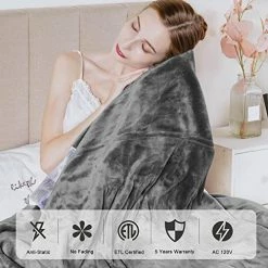 Sunvivi Heated Electric Blanket Throw Dual Control For King 90'' X 100'', 10 Heat Settings, 12 Hours Auto Off, Machine Washable, ETL Certified, 5 Years Warranty, Overheat Protection, Grey 7 Sunvivi Heated Electric Blanket Throw Dual Control For King 90'' X 100'', 10 Heat Settings, 12 Hours Auto Off, Machine Washable, ETL Certified, 5 Years Warranty, Overheat Protection, Grey -Electric Blankets Sales Store 513d6mxvuQL