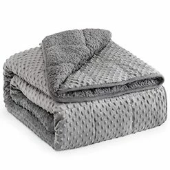 Weighted Blanket 15 Lbs, Sted Weighted Blanket Twin Size, Minky Dot Weighted Blanket For Adult, Dual Sided Soft Thick Heavy Blanket With Premium Glass Beads, Machine Washable, Grey 48"×72" 15 Lbs