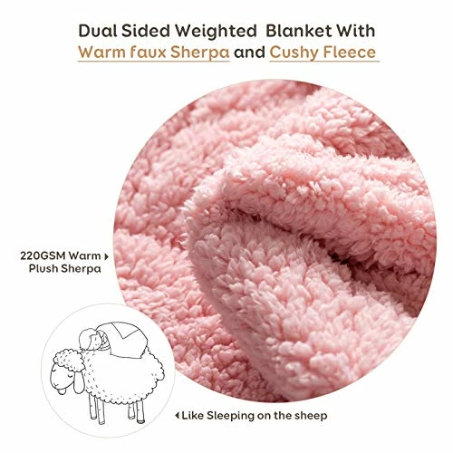 Coolplus Sherpa Weighted Blanket 15 Lbs, Soft Fleece And Sherpa Dual Sided Heavy Blankets For Adult, Plush Warm Throw For Twin Size Bed, 48 X 72 Inch, Pink 4 Coolplus Sherpa Weighted Blanket 15 Lbs, Soft Fleece And Sherpa Dual Sided Heavy Blankets For Adult, Plush Warm Throw For Twin Size Bed, 48 X 72 Inch, Pink - Image 2