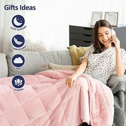 Weighted Blanket Kivik Sherpa Fleece Weighted Blanket 15 Lbs For Adult, Soft Plush Flannel Bed Blanket,Fluffy Cosy Heavy Blanket Warm Thick,Dual Side Baby Pink 60"x80" -Electric Blankets Sales Store 514VPoCh7HS