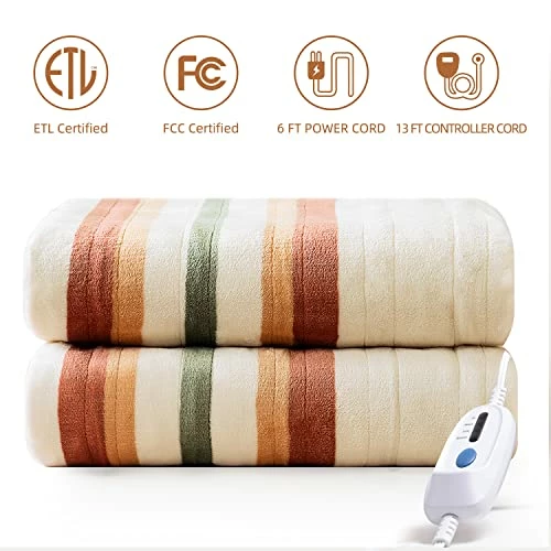 Jet's Home Heated Blanket Full Size 72‘’X84‘’Soft Silky Plush Electric Blanket With 4 Heating Level & 10 Hour Auto Off Heating Blanket,ETL Certified Machine Washable Beige 4 Jet's Home Heated Blanket Full Size 72‘’X84‘’Soft Silky Plush Electric Blanket With 4 Heating Level & 10 Hour Auto Off Heating Blanket,ETL Certified Machine Washable Beige - Image 2