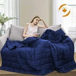 Maple Down Weighted Blanket For Adult 20 Lbs Heavy Blanket, King Size, 7-Layer Cooling Weighted Blanket, 100% Cotton With Glass Beads, Body Weight Between 180lbs - 210 Lbs(Navy Blue)