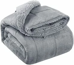 HBlife Sherpa Fleece Weighted Blanket For Adults, Oeko-Tex Certified 15 Lbs Thick Fuzzy Bed Blanket, Heavy Reversible Soft Fleece Blanket With Premium Glass Beads 60 X 80 Inches, Grey -Electric Blankets Sales Store 514r8VH4JZL. AC