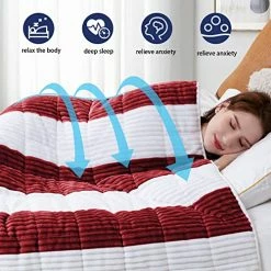 Yescool Sherpa Weighted Blanket Twin Size For Adults (48x72 Inch, 15 Lbs), Soft Fuzzy Fleece Weighted Blanket, Cozy Plush Heavy Blanket Throw For Couch Sofa With Glass Beads, Wine Red -Electric Blankets Sales Store 514rPjdtJLL