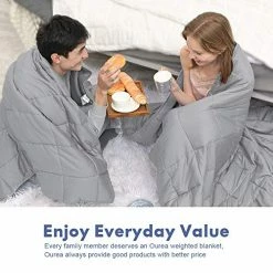 Ourea Adult Weighted Blankets 20 Lbs (60"x 80", Queen Size) With Natural Glass Beads, Light Grey/Navy Blue -Electric Blankets Sales Store 5156CnwXYCL