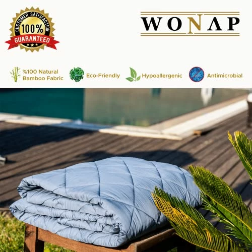 WONAP Bamboo Weighted Blanket | 100% Natural Bamboo Cooling With Premium Glass Beads | 15 Lbs | 60"x80" Queen Size | For Adult And Kids | Heavy Blanket | Folkstone Grey 6 WONAP Bamboo Weighted Blanket | 100% Natural Bamboo Cooling With Premium Glass Beads | 15 Lbs | 60"x80" Queen Size | For Adult And Kids | Heavy Blanket | Folkstone Grey - Image 4