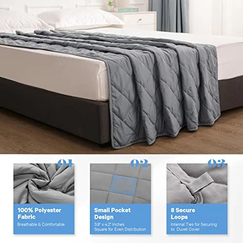 CHRUN Weighted Blanket Queen Size 20 Lbs For Adults (60" X 80", Grey) Cooling Breathable Heavy Blanket Microfiber Material With Nontoxic Glass Beads Soft Thick Comfort Blanket For Deeper Sleep 6 CHRUN Weighted Blanket Queen Size 20 Lbs For Adults (60" X 80", Grey) Cooling Breathable Heavy Blanket Microfiber Material With Nontoxic Glass Beads Soft Thick Comfort Blanket For Deeper Sleep - Image 4