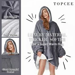 TOPCEE Oversized Blanket Hoodie Sweatshirt With Zip, Cozy Warm Hooded Sherpa Fleece Wearable Blanket, Louging Blanket With Giant Pocket, Gifts For Adults Girlfriend Wife Mom And Daughter. (Dark Grey) 11 TOPCEE Oversized Blanket Hoodie Sweatshirt With Zip, Cozy Warm Hooded Sherpa Fleece Wearable Blanket, Louging Blanket With Giant Pocket, Gifts For Adults Girlfriend Wife Mom And Daughter. (Dark Grey) -Electric Blankets Sales Store 515P0FmamOL