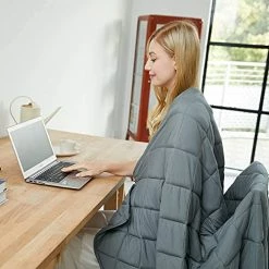 FindPanda Weighted Blanket King Size 15 Pounds For Adults (78"x 85", Dark Grey), Premium Fabric With Glass Beads -Electric Blankets Sales Store 515SUB7DFiS