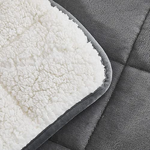 HomeSmart Products HomeSmart Weighted Throw Blanket For Adults & Kids (Light Grey & White 7lbs 48x60) | Duel Sided - Super Soft Fleece & Cozy Plush Sherpa Fabric On Opposite Side 5 HomeSmart Products HomeSmart Weighted Throw Blanket For Adults & Kids (Light Grey & White 7lbs 48x60) | Duel Sided - Super Soft Fleece & Cozy Plush Sherpa Fabric On Opposite Side - Image 3