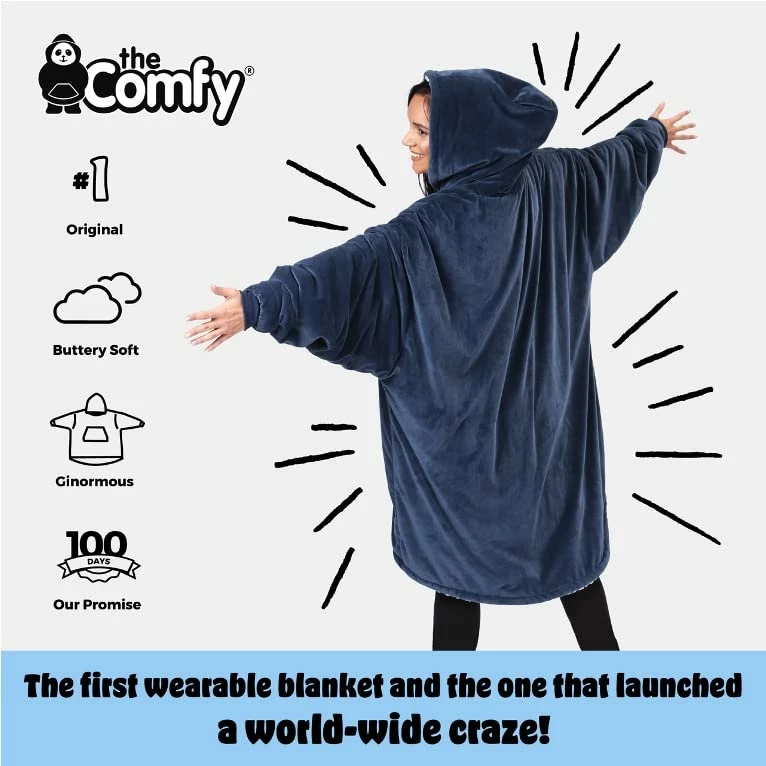 THE COMFY Original | Oversized Microfiber & Sherpa Wearable Blanket, Seen On Shark Tank, One Size Fits All Black Qtr Zip 3 THE COMFY Original | Oversized Microfiber & Sherpa Wearable Blanket, Seen On Shark Tank, One Size Fits All Black Qtr Zip - Image 2