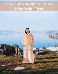 Oversized Wearable Blanket Hoodie,Unisex Thick Blanket Hoodie Sweatshirt,Cozy Giant Fleece Lounging Blanket For Adult Navy Blue -Electric Blankets Sales Store 516EvXNe0lL