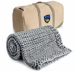 California Design Den Cooling Handmade Chunky Knit Weighted Blanket 15 Pounds, 100% Cotton No Fillers, Breathable, Soft & Calming, All-Season Evenly Weighted Throw (Light Gray)