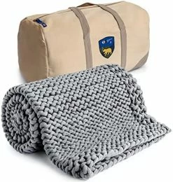 California Design Den Cooling Handmade Chunky Knit Weighted Blanket 15 Pounds, 100% Cotton No Fillers, Breathable, Soft & Calming, All-Season Evenly Weighted Throw (Light Gray) -Electric Blankets Sales Store 516H9tJOxCL. AC 2