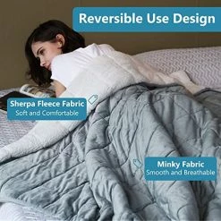 Syrinx Weighted Blanket Queen Size 15 Pounds For Adults 60"x80" With Warm Sherpa & Minky Fabric (Dark Grey,Comfortable Touch) Grey/white 10 Syrinx Weighted Blanket Queen Size 15 Pounds For Adults 60"x80" With Warm Sherpa & Minky Fabric (Dark Grey,Comfortable Touch) Grey/white -Electric Blankets Sales Store 516NlmR3U7L