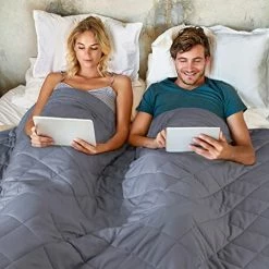 JOLLYVOGUE California King Size Weighted Blanket 25lbs,88 X 104 Inches , With Soft Cotton And Glass Beads，Heavy Blankets For Couples Or Adults -Dark Grey -Electric Blankets Sales Store 516VCivsOxL. AC 4