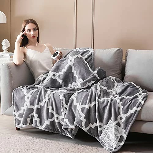 VENTIMI Electric Blanket Twin Size 62"x84", Soft Flannel Heated Blanket With 10 Heating Levels & 1-12 Hours Auto Off Fast Heating Blanket, ETL Certificated, Grey 6 VENTIMI Electric Blanket Twin Size 62"x84", Soft Flannel Heated Blanket With 10 Heating Levels & 1-12 Hours Auto Off Fast Heating Blanket, ETL Certificated, Grey - Image 4