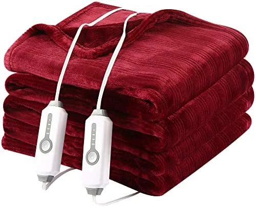 DUODUO Electric Heated Blanket Queen Size 84"x90" With Dual Controls, Reversible Cozy Silky Flannel Fabric With Ribs, Fast Heating With 4 Heating Levels 10 Hours Auto-Off For Bedding-Dark Blue 11 DUODUO Electric Heated Blanket Queen Size 84"x90" With Dual Controls, Reversible Cozy Silky Flannel Fabric With Ribs, Fast Heating With 4 Heating Levels 10 Hours Auto-Off For Bedding-Dark Blue - Image 9