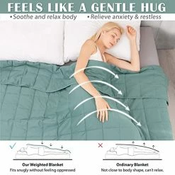 ROSMARUS Weighted Blanket Queen Size 60"x80" 15lbs, Soft Cotton Heavy Blanket For Restful Sleep, With Natural Glass Beads, Sage Green -Electric Blankets Sales Store 517D9cEzLdS
