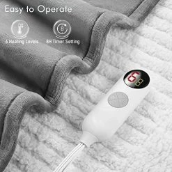 Generic Electric Heated Blanket Fast Heating With 6 Temperature Levels & 8hrs Auto Off Soft Heated Throw For Couch Machine Washable And ETL Certification 50" X 60" Wine Red -Electric Blankets Sales Store 517Jst0LBRL