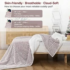 Weighted Blanket 15lbs For Adults, Netoolen 60x80in Dual Sided Sherpa Fleece Striped Flannel Heavy Thick Soft Cozy Fuzzy Bed Blanket For Bedroom Sofa Car, Red (60''*80'',15 Pounds) Navy Blue -Electric Blankets Sales Store 517RFiv5FYL