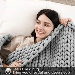 Zonli Cooling Knitted Weighted Blanket 20 Lbs (Light Grey, 60''x80''), Hand Made Chunky Knit Weighted Blanket Queen Size For Home Decor, Couch & Bed, Machine Washable, For One Person (~190lbs) 8 Zonli Cooling Knitted Weighted Blanket 20 Lbs (Light Grey, 60''x80''), Hand Made Chunky Knit Weighted Blanket Queen Size For Home Decor, Couch & Bed, Machine Washable, For One Person (~190lbs) -Electric Blankets Sales Store 517X4RoBWrL