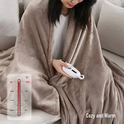 CURECURE Heated Electric Blanket Full Size 72" X 84" Oversized Flannel Heated Blanket With 4 Heating Levels & 10 Hours Auto Off, Comfort Warm Blanket For Bed Sofa Home Office Use, Machine Washable Linen 18 CURECURE Heated Electric Blanket Full Size 72" X 84" Oversized Flannel Heated Blanket With 4 Heating Levels & 10 Hours Auto Off, Comfort Warm Blanket For Bed Sofa Home Office Use, Machine Washable Linen -Electric Blankets Sales Store 517g1JAeT1L