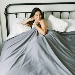 HomeSmart Products Premium Bamboo Weighted Blanket Cover With Cool Touch Soft Fabric - Fits 60"x80" Blanket - Removable And Washable Duvet Cover Slate Grey -Electric Blankets Sales Store 518aJk0hyrL