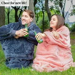 Daverose Lengthened Oversized Blanket Hoodie Wearable Blanket Sweatshirt For Women Adult And Kids - Light Pink Hoodie Blanket Hooded Blanket With Sleeves And Giant Pocket, Super Warm Cozy Blanket -Electric Blankets Sales Store 518bAjlJnlS