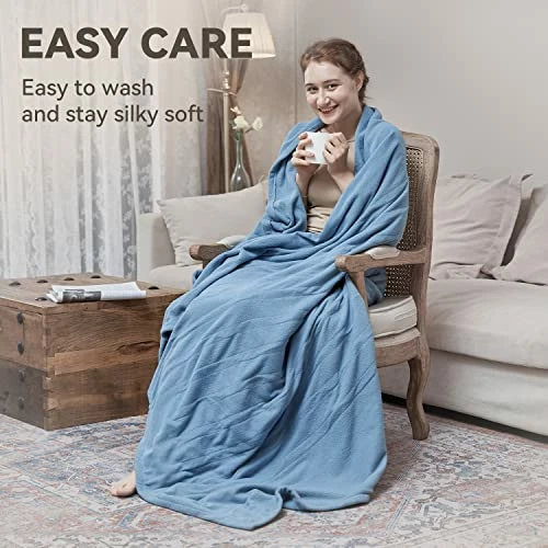 PiPiMAMA Electric Heated Blanket Twin Size 62" X 84" ,Ultra Soft Polar Fleece,ETL Certification Fast Heating Blanket With 10 Heat Levels,12 Hours Auto Shut Off,Machine Washable Cloud Blue 6 PiPiMAMA Electric Heated Blanket Twin Size 62" X 84" ,Ultra Soft Polar Fleece,ETL Certification Fast Heating Blanket With 10 Heat Levels,12 Hours Auto Shut Off,Machine Washable Cloud Blue - Image 4