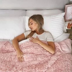 Sienna Fluffy Fleece Weighted Blanket Throw - Blush, 49" X 71" - 6kg -Electric Blankets Sales Store 518rdpXUOJL