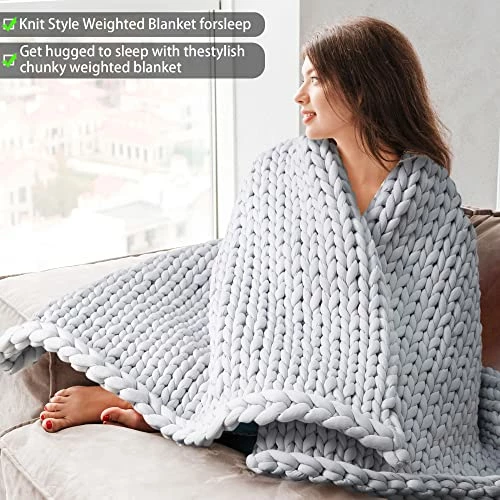 Very Light Grey Chunky 40x72 15 Lbs Rocabi Weighted Blanket (15 Lbs | 72"x40", Light Grey) 3 Very Light Grey Chunky 40x72 15 Lbs Rocabi Weighted Blanket (15 Lbs | 72"x40", Light Grey)