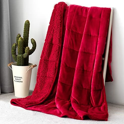 Topblan Sherpa Fleece Weighted Blanket 15lbs, Uniformed Color With Fuzzy Fleece And Shaggy Sherpa To Help With Better Sleep, 48x72 Inches, Grey 13 Topblan Sherpa Fleece Weighted Blanket 15lbs, Uniformed Color With Fuzzy Fleece And Shaggy Sherpa To Help With Better Sleep, 48x72 Inches, Grey - Image 11