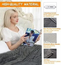 Double Couple Heated Weighted Blanket Electric Blanket For Adults 50"x60"|15 Lbs Heavy Thick Warm Bed Blanket 3 Heating Levels & 4 Hours Auto Off Machine Washable Dark Grey -Electric Blankets Sales Store 519MKRYhaQL
