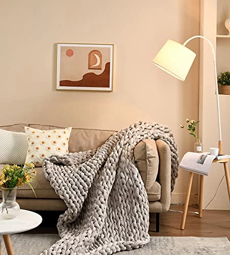 MLMGUO Chunky Velvet Knitted Weighted Blanket, Hand Made Chunky Knit Weighted Throw For Sleep, Stress Or Home Décor,Handmade Weighted Blankets For Sofa, Bed, Couch(Light Grey, 50''x60'' 10 Lbs) 7 MLMGUO Chunky Velvet Knitted Weighted Blanket, Hand Made Chunky Knit Weighted Throw For Sleep, Stress Or Home Décor,Handmade Weighted Blankets For Sofa, Bed, Couch(Light Grey, 50''x60'' 10 Lbs) - Image 5