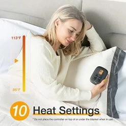 [5 Year Warranty] WOOMER Electric Heated Throw Blanket, Soft Flannel Fast Heating Blanket, Twin Size 62"x 84", 10 Heating Levels & 0.5-12H Auto Off, Over-Heat Protection White -Electric Blankets Sales Store 519R7mPLDkL