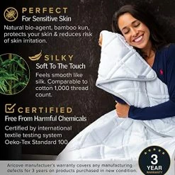 Aricove Cooling Weighted Blanket, 15 Lbs, 48”x72” Twin, Certified Premium Soft White Bamboo Viscose With Suprefine Glass Beads, Machine Washable -Electric Blankets Sales Store 519WupSdCUL