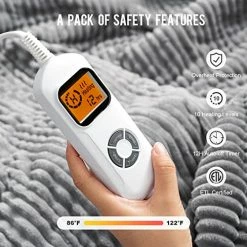 Uttermara Electric Blanket Twin Size 62x84 Inches - Soft Warm Sherpa Heated Blanket, 10 Heating Levels Fast Heating Blanket With 12hrs Auto-Off Timer, Ribbed Fleece Full Body Warming Blanket, Grey -Electric Blankets Sales Store 519njy5tHyL