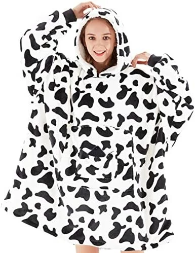 OCTROT Wearable Blanket Hoodie, Fuzzy Soft Sherpa Oversized Blanket Sweatshirts For Women Men, Large Warm Cozy Plush Fleece Hooded Blankets Sweater With Giant Front Pocket For Adults Teens(Dairy Cow) 13 OCTROT Wearable Blanket Hoodie, Fuzzy Soft Sherpa Oversized Blanket Sweatshirts For Women Men, Large Warm Cozy Plush Fleece Hooded Blankets Sweater With Giant Front Pocket For Adults Teens(Dairy Cow) - Image 11