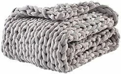 Alzoear Handmade Chunky Knitted Weighted Blanket Velvet Knit Throw For Sleep,No Filler,Evenly Weighted,Soft Cozy(Beige,51"x63"-13.5lbs) -Electric Blankets Sales Store 51AeFqCd1hL. AC 1