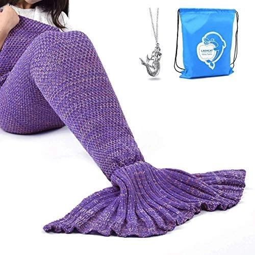 LAGHCAT Mermaid Tail Blanket Crochet Mermaid Blanket For Adult, Soft All Seasons Sleeping Blankets, Classic Pattern (71"x35.5", Blue) 13 LAGHCAT Mermaid Tail Blanket Crochet Mermaid Blanket For Adult, Soft All Seasons Sleeping Blankets, Classic Pattern (71"x35.5", Blue) - Image 11